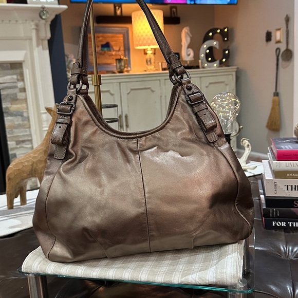 COACH Madison Maggie Shoulder Bag in Metallic Antiqued Bronze, GUC - Picture 2 of 16